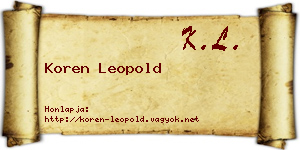 Koren Leopold névjegykártya